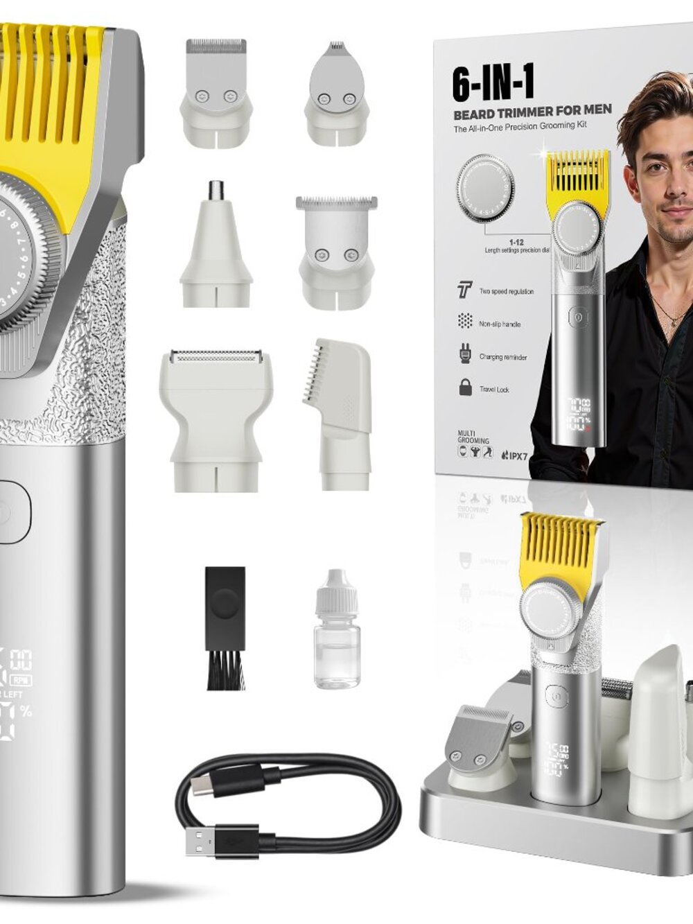 New in box Prettywill Beard Trimmer for Men,with Adjustable Limiting Comb, Trave